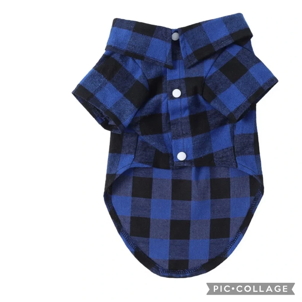 New Plaid Snap Front Dog Shirts Blue or Brown Multiple Sizes
